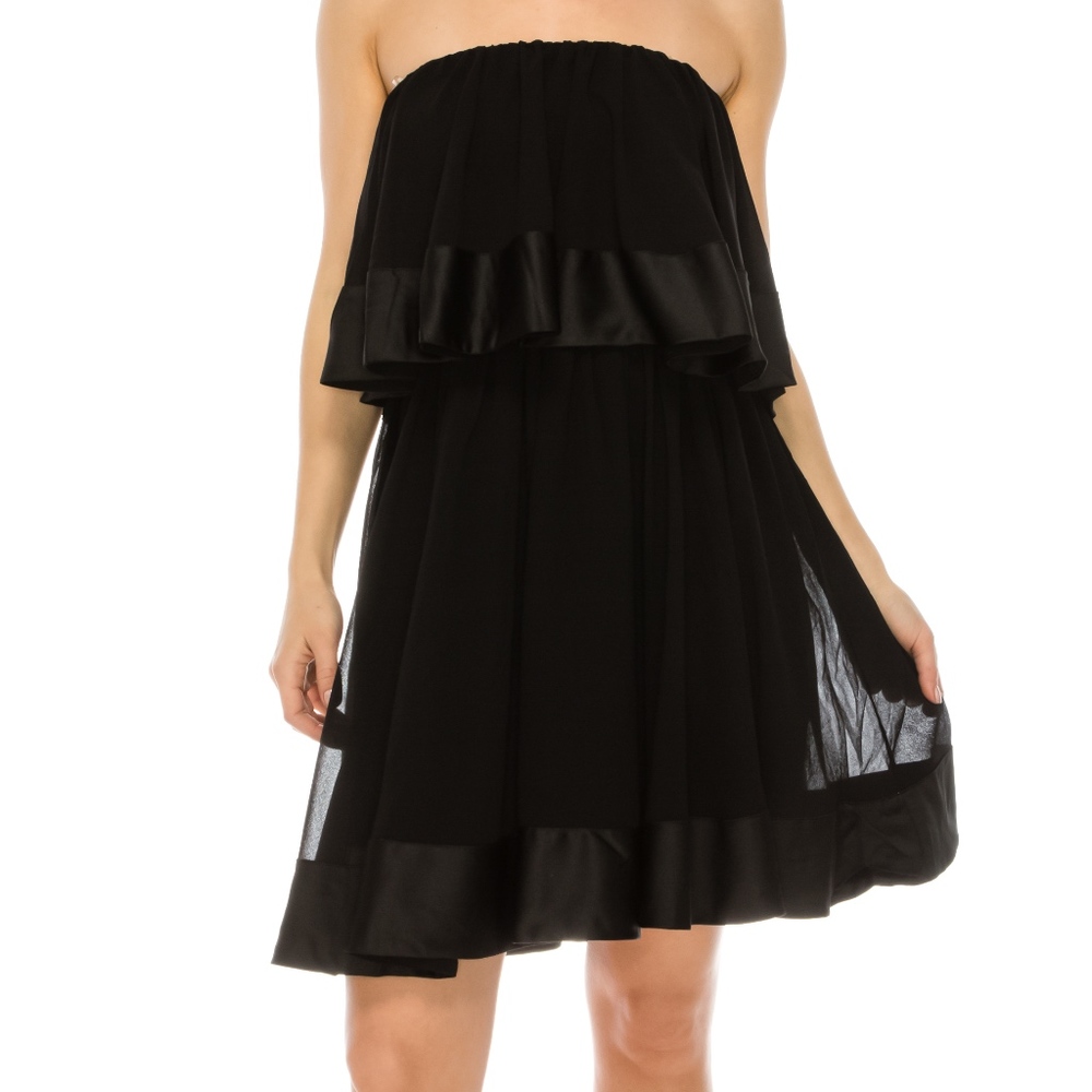 strapless flare dress